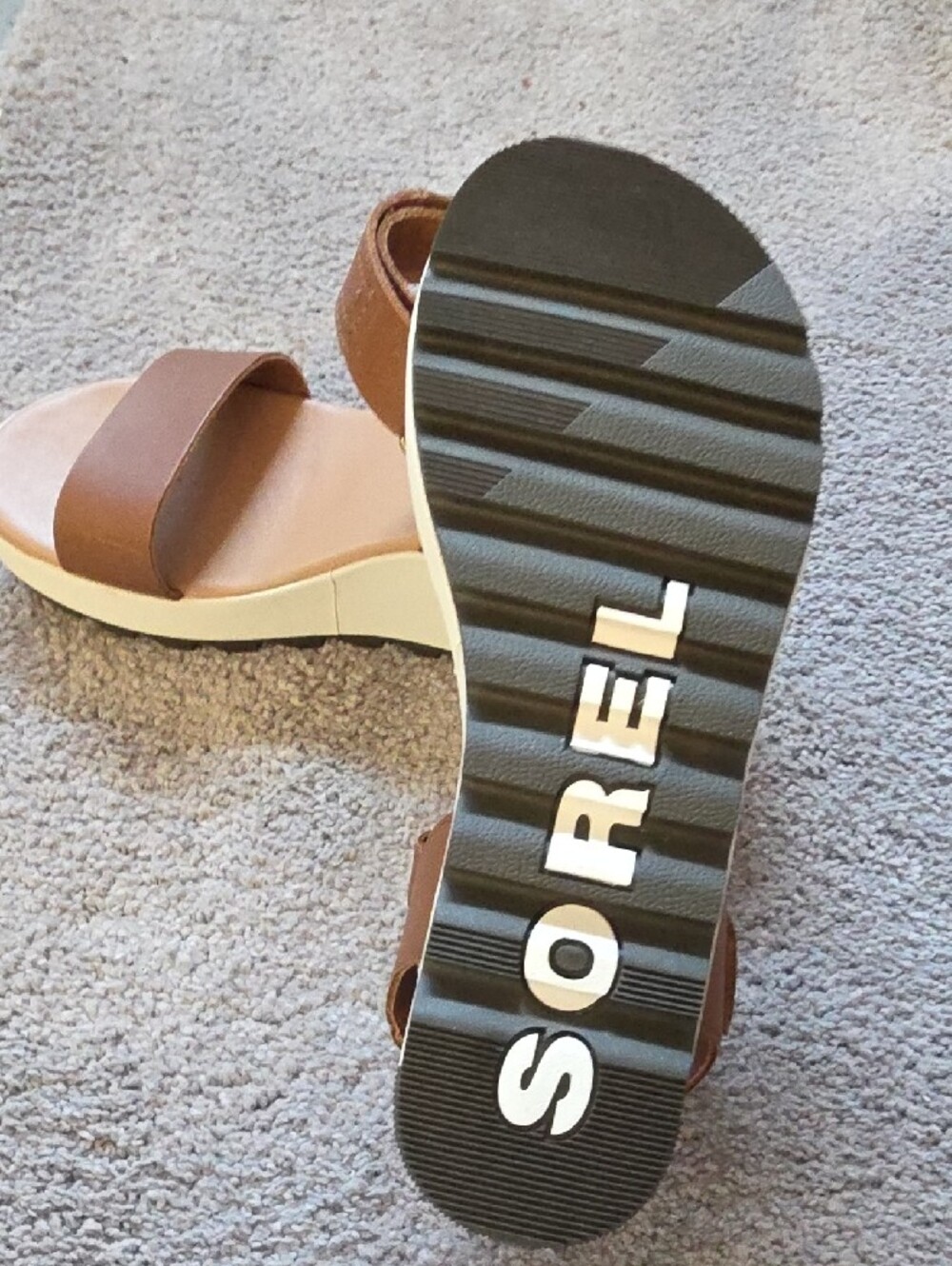 Brand New. Sorel Brown Platform Wedge Sandals with Ankle Strap Size 6.5 Women - Picture 3 of 9